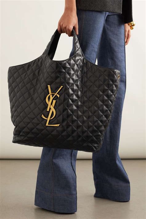 ysl black tote quilted|ysl icare tote.